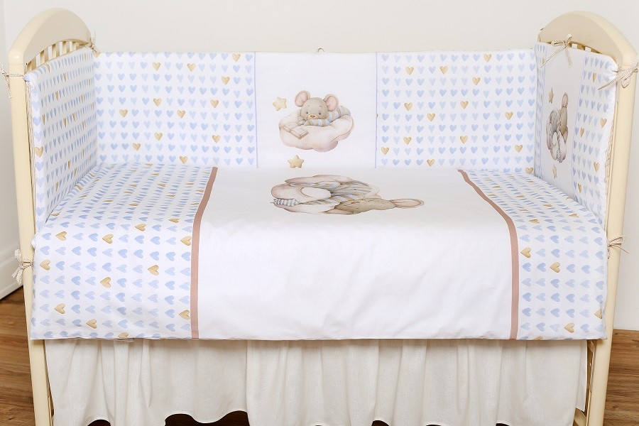   Lappetti Комплект в кроватку Мышки на облачке (6 предметов) голубой
