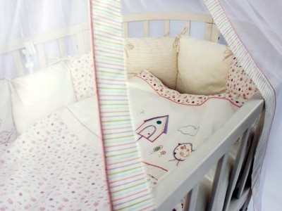 Lappetti Комплект в детскую кроватку с подушечками "Домик для птички"